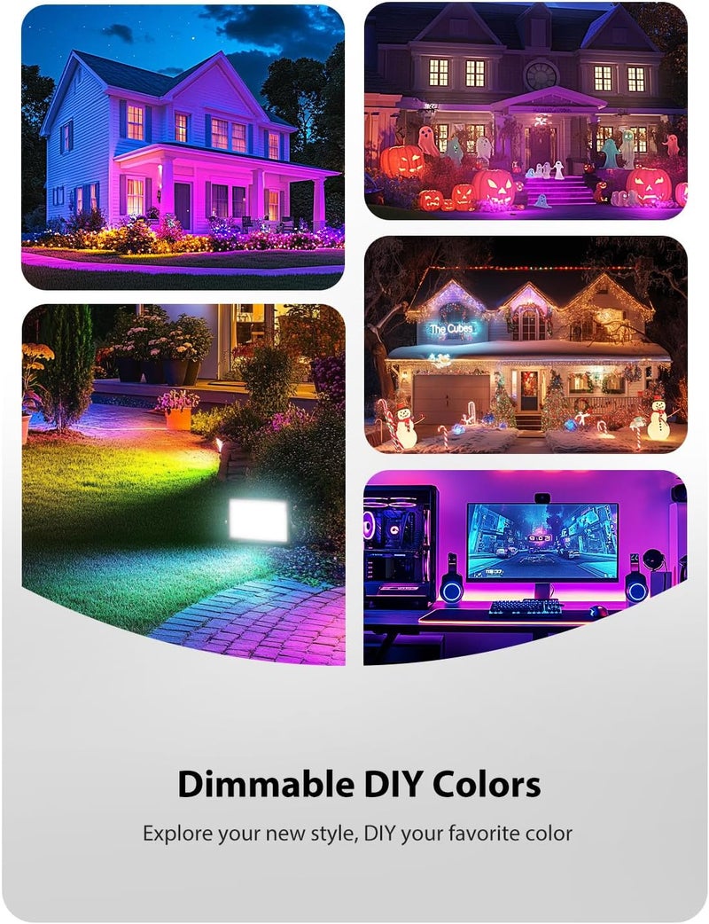 Onforu LED Flood Light Outdoor 30W 2500LM, Color Changing RGBW Floodlight with Remote, 2700K Warm White IP66 Stage Lights Indoor Uplights for Events, Uplighting for Halloween 4 Pack - Image 4